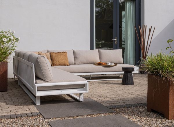 Gartenmöbel Lounge Sofa FLINT Alu weiß Ecksofa Outdoor