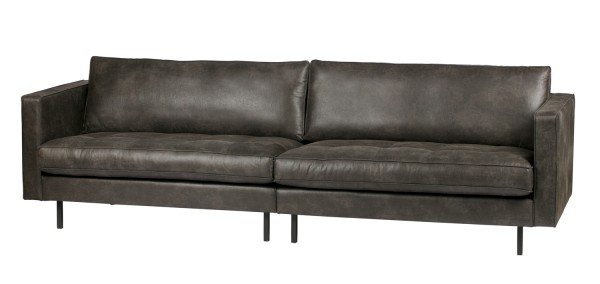 3 Sitzer Sofa RODEO CLASSIC recyceltes Leder schwarz