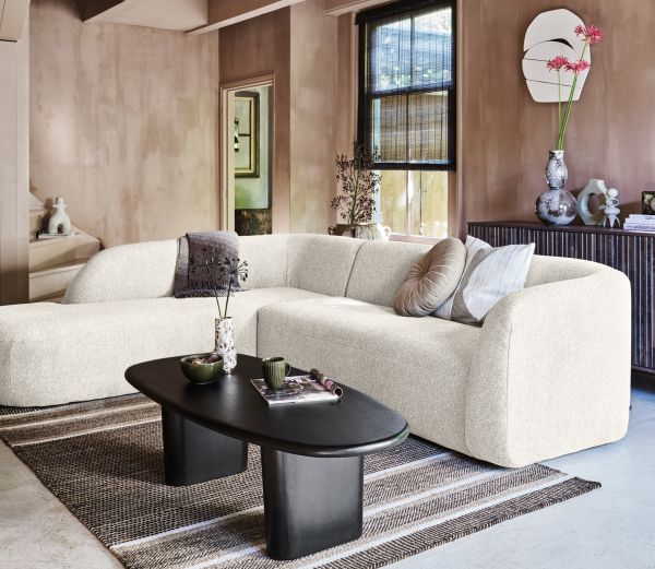 Ecksofa Sloping Chenille pearl Longchair rechts