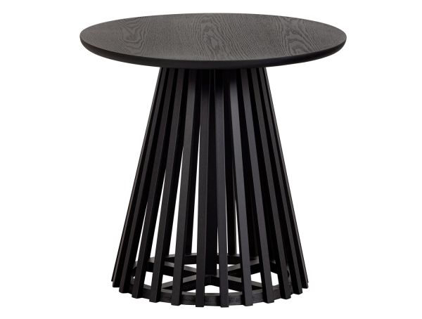 vtwonen Beistelltisch Slats Ø 50 cm Kiefer Massivholz schwarz Couchtisch Anstelltisch