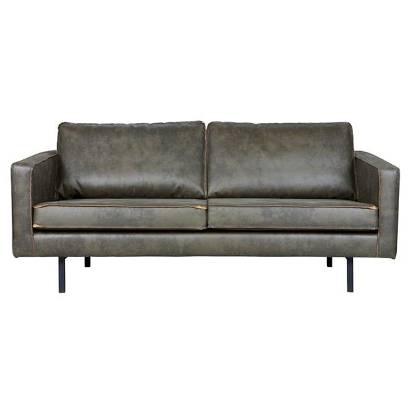 2,5 Sitzer Sofa RODEO recyceltes Leder Lounge Couch Garnitur armygrün