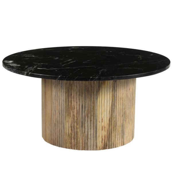 Couchtisch Nova Ø 70 cm Tischplatte Marmor schwarz