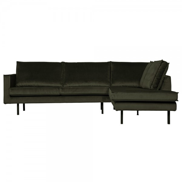 Eckgarnitur Rodeo Samt dunkelgrün Couch Sofa Ecksofa Longchair rechts