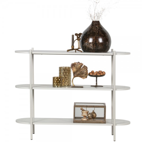 Regal Tender B 120 cm Massivholz Metall nebelfarben Beistelltisch Anstelltisch
