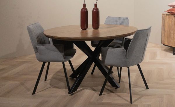 Esstisch LEON rund Ø 140 cm Mangoholz Metall