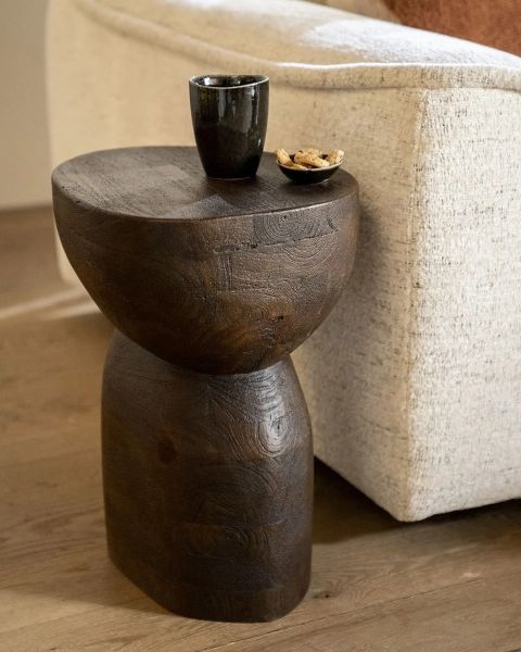 Beistelltisch Cobble 37 x 30 cm Mangoholz braun