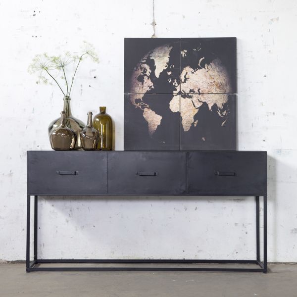 Industrie Sideboard IRON 160 cm Konsole schwarz Metall