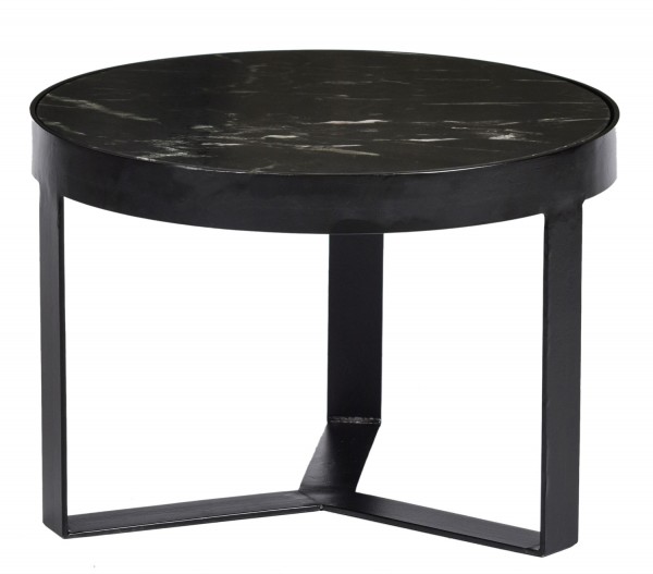 Couchtisch Glennis Marble Ø 50 cm Metall Marmor schwarz