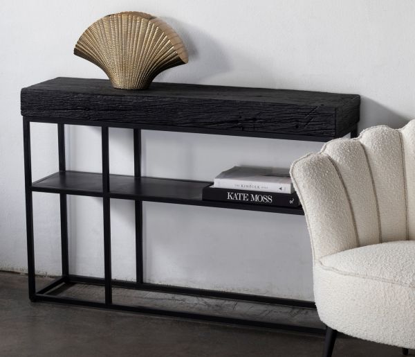 Konsolentisch NERO 120 cm recyceltes Holz schwarz