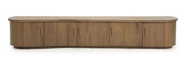 TV Möbel Lowboard Josh 240 cm Eiche Furnier dunkelbraun