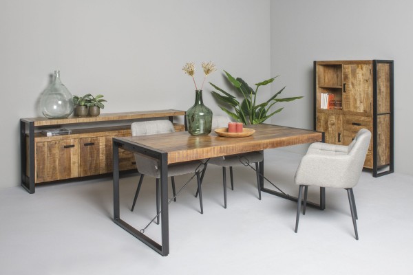 Esstisch Nairobi 200 x 100 cm Mangoholz Metall schwarz