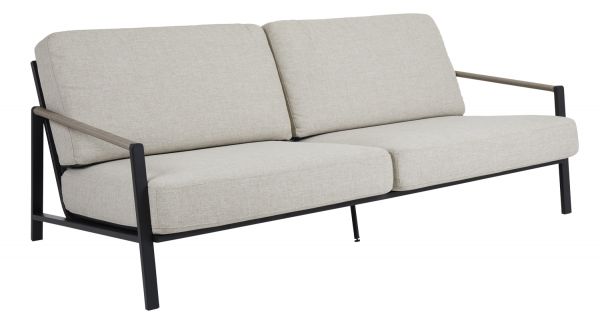 2,5 Sitzer Gartenbank Lyra 193 cm Edelstahl schwarz Polsterung sandfarben