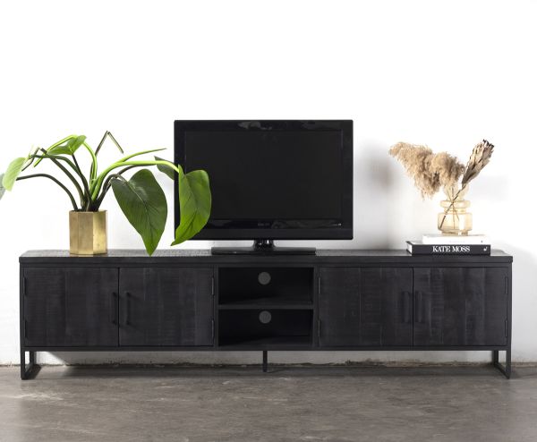 TV Möbel Lowboard LISA 220 cm Mangoholz schwarz