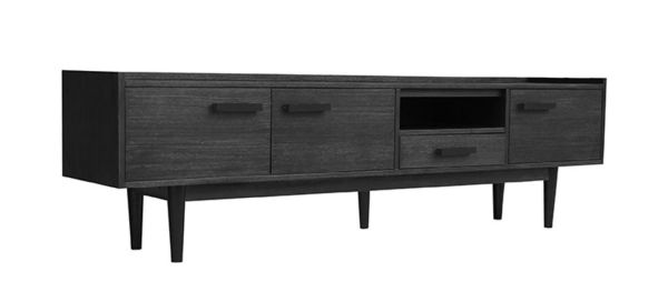 Industrie TV Möbel Cali B 210 cm Lowboard Akazie schwarz
