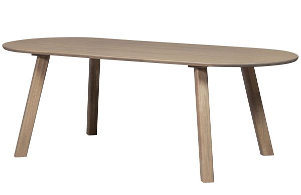 woood Esstisch Tablo 220 x 90 cm oval Eiche Massivholz kieselgrau