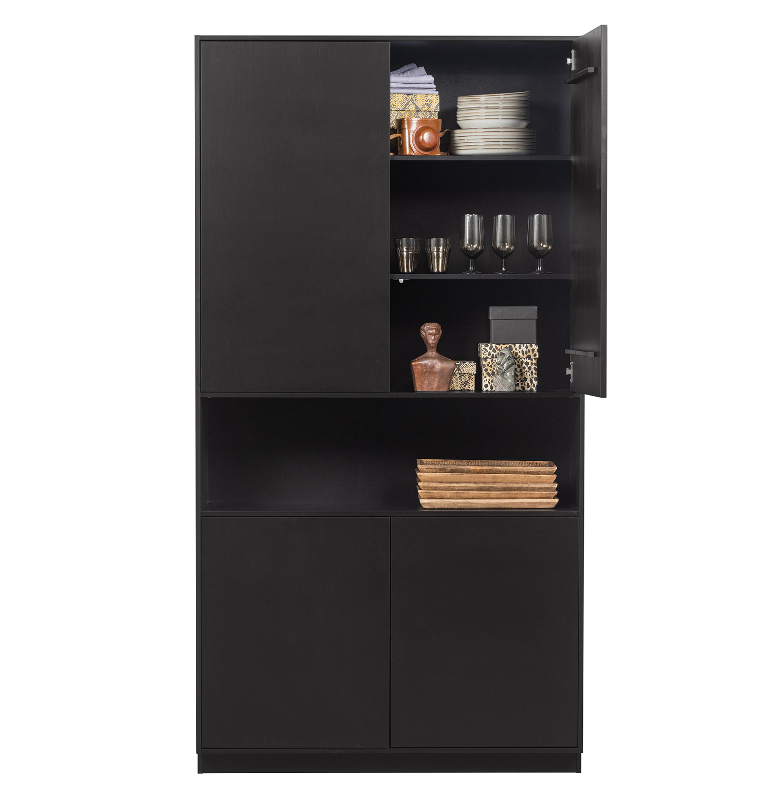 woood Schrank Finca H 210 cm Schrank Kiefer schwarz | Maison ESTO Ihr  großer Möbel Online-Shop