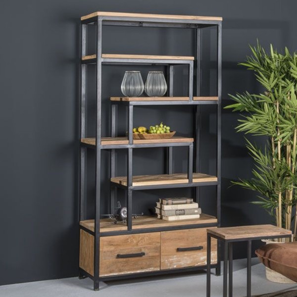 Regal Montreal B 100 cm Schrankwand Teak Massivholz Metall