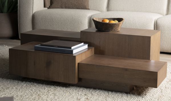 Couchtisch Quinten 140 x 75 cm Eiche Furnier dunkelbraun