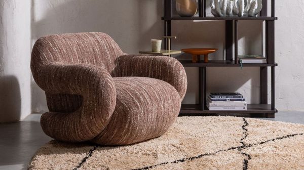 woood Sessel FOLKE Chenille altrosa melange Clubsessel Fernsehsessel