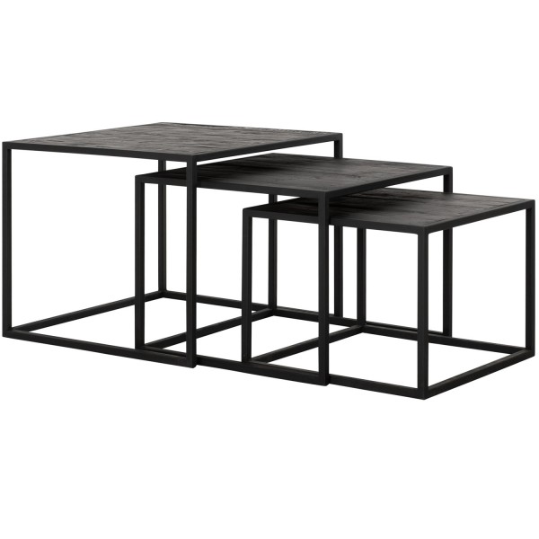 3er Set Couchtisch Sirius schwarz Beistelltisch