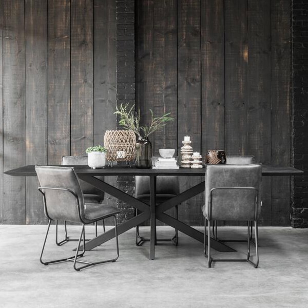 DTP HOME Esstisch Curves schwarz 260 x 100 cm Teakholz
