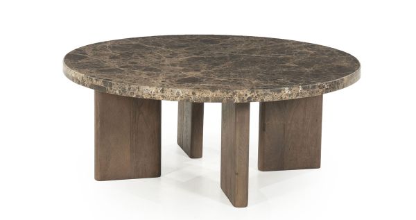 Couchtisch Lando rund Ø 80 cm Mango Holz Marmor