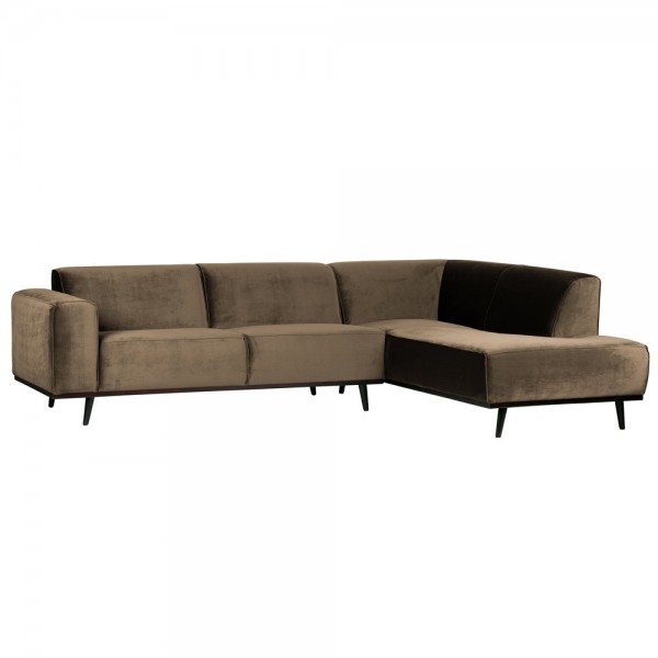 Eckgarnitur Statement Samt taupe Couch Sofa Ecksofa Eckcouch Longchair Rechts