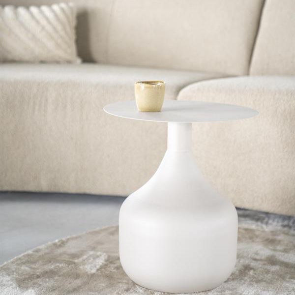 Beistelltisch Couchtisch rund Ø 40 cm Metall creme