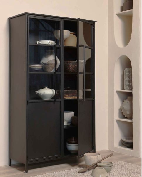 Industrie Vitrine Exhibit H 170 cm Metall schwarz