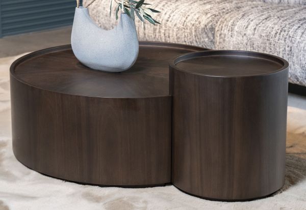 2er Set Couchtisch Max Wallnuss Furnier dunkelbraun