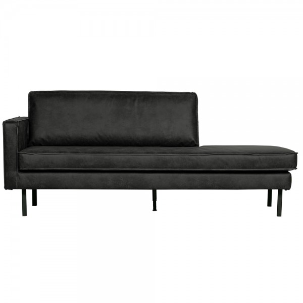 Sofa Chaiselongue RODEO recyceltes Leder schwarz
