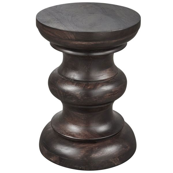 woood Beistelltisch JONAH Ø 30 cm Mangoholz dunkelbraun