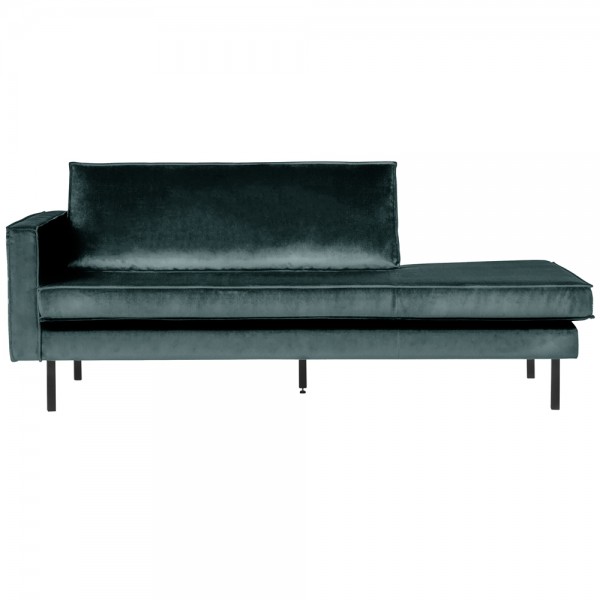 Sofa Chaiselongue RODEO Recamiere Samt blaugrün links Tagesbett