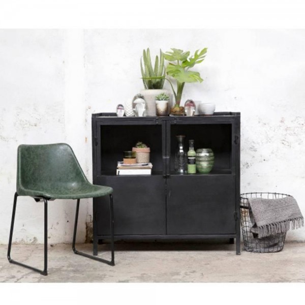 Industrie Schrank Kommode Metall schwarz 90 x 40 cm