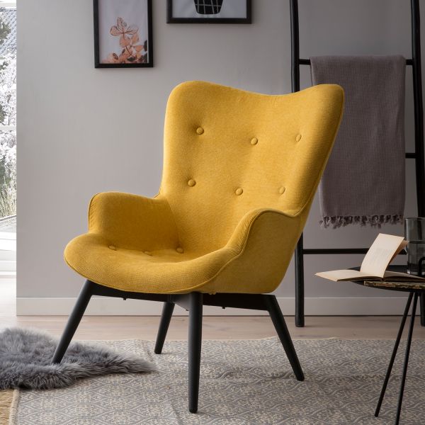 Sessel Malona Strukturstoff gelb Skandiavischer Stil