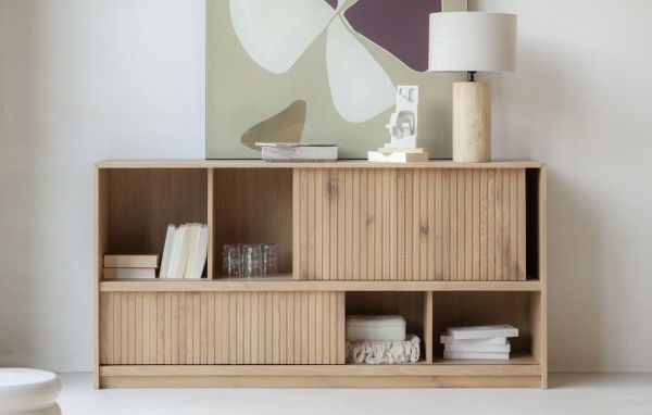 Sideboard Milo B 180 cm Kommode Eiche Furnier hellbraun