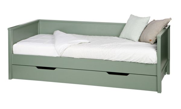 woood Bett mit Bettkasten NIKKI Holz Kiefer grün FSC®