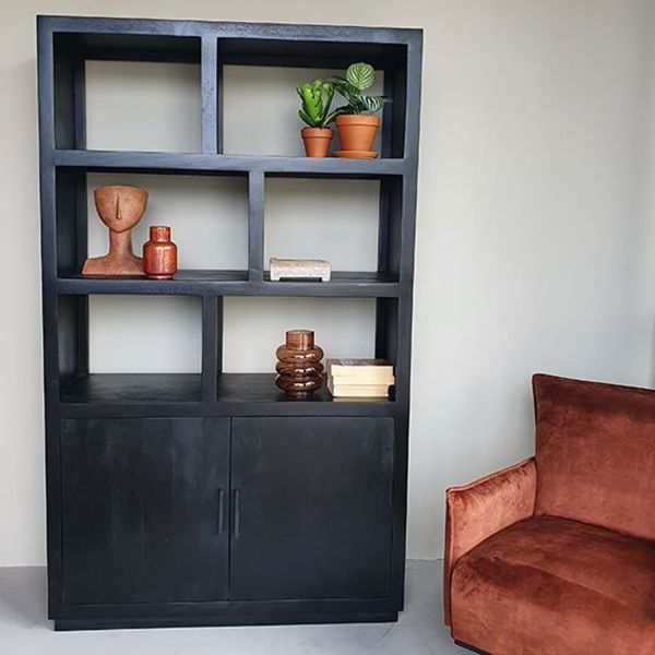 Regal Bücherschrank Jaxx B 120 cm Mangoholz schwarz