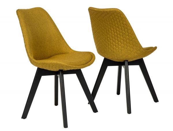 2er Set Esszimmerstuhl Textil gelb Holzbeine Stuhl