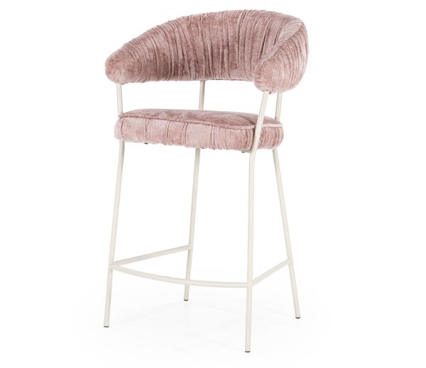 Barstuhl Lizzy SH 67 cm Barhocker Metall weiß Bezug rosa
