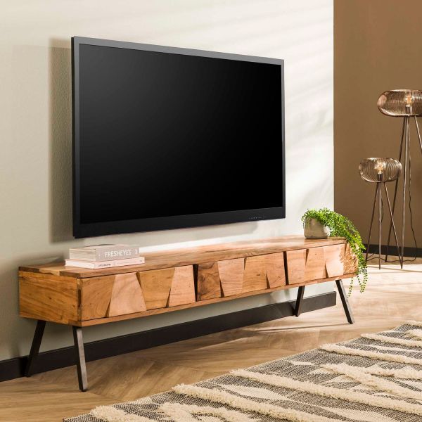 TV Möbel LEEN 180 cm Metall Akazie natur Lowboard
