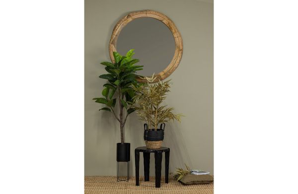 woood Wandspiegel Rion Ø 100 cm Spiegel mangoholz naturel