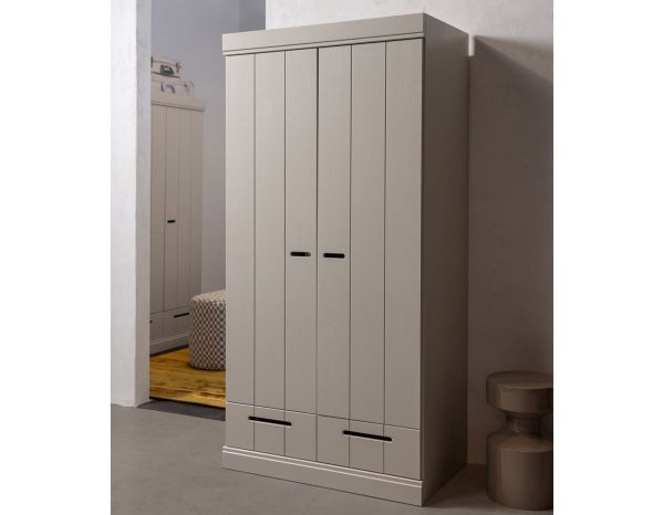 woood Kleiderschrank Connect Kiefer staubgrau Schrank