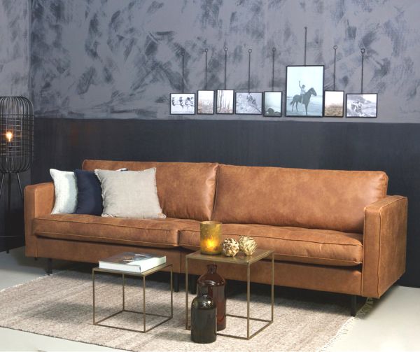 3 Sitzer Sofa RODEO CLASSIC recyceltes Leder cognac