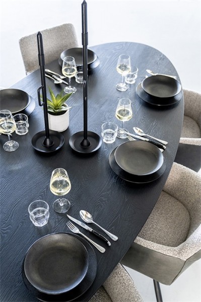 Esstisch Dining oval 300 x 120 cm Eiche schwarz