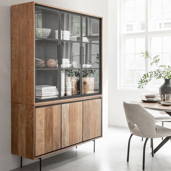 Vitrine Vitrinenschrank Metropole B 140 cm Teakholz