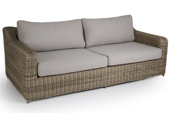 3 Sitzer Lounge Garten Sofa Rattan Glendon natur incl. Polster Kissen