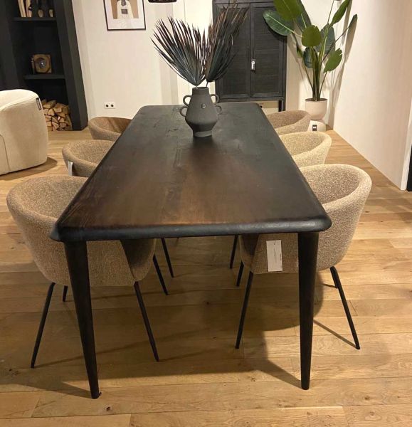 Esstisch Jiska 250 x 100 cm Mango Massivholz schwarz