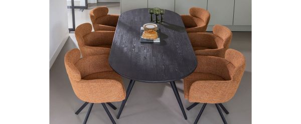woood Esstisch Tablo 220 x 90 cm oval Eiche Massivholz mystic braun