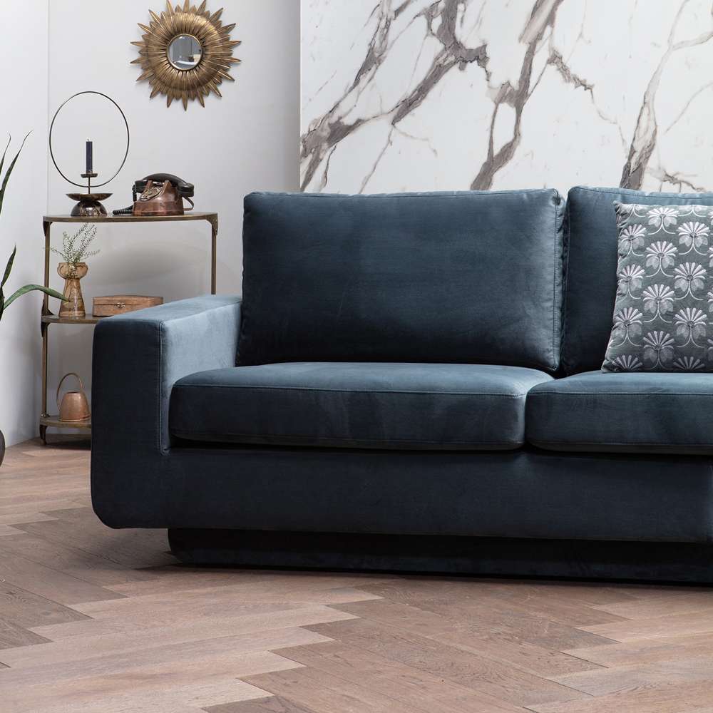 be pure 3 Sitzer Sofa Fame 282 cm Samt Velvet blaugrün